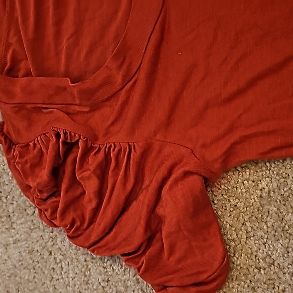 Rust Red Ruched Sleeve Top - Picture 3 of 6